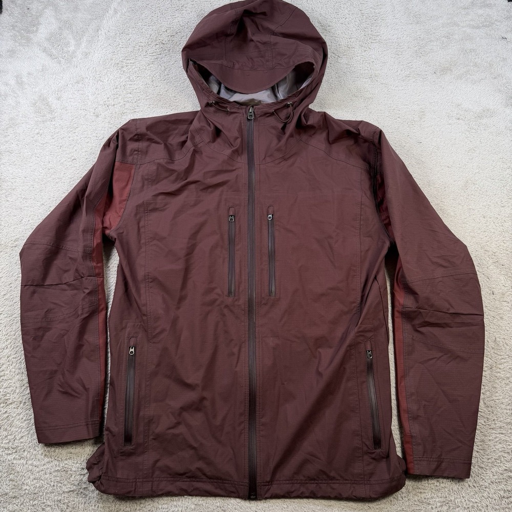 Kuhl Jacket Mens Medium Maroon Jetstream Hooded Waterproof Lightweight Nylon